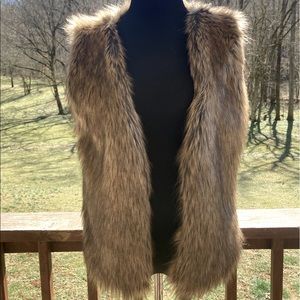 TCEC Brown Faux Fur Vest size Large
